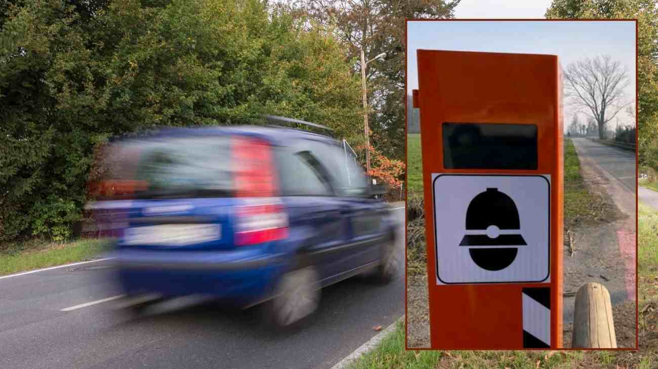 Auto corre su strada di campagna