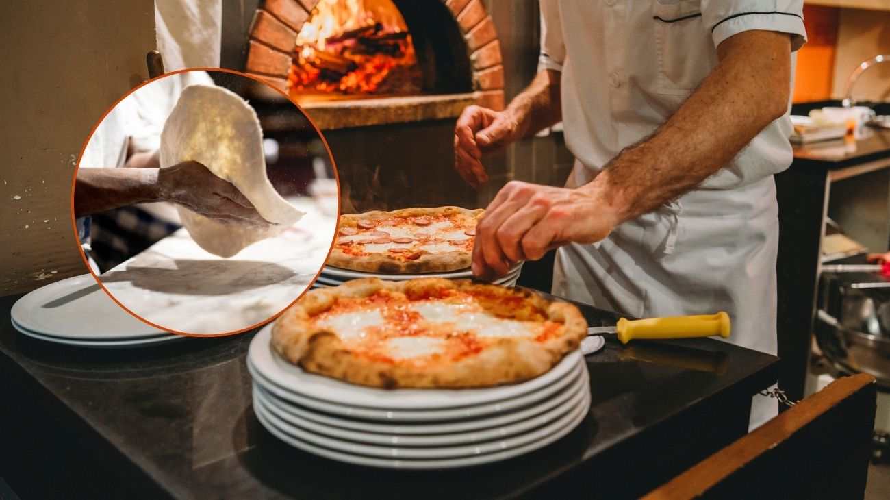 pizzaiolo nella cucina del ristorante