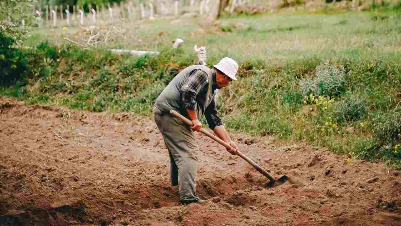 Agricoltore rimuove terra