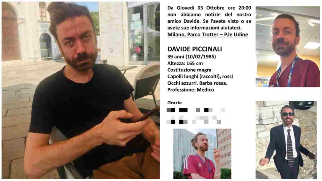 Davide Piccinali uomo scomparso milano medico