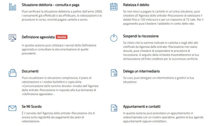 Agenzia delle Entrate Riscossione portale online cartelle esattoriali