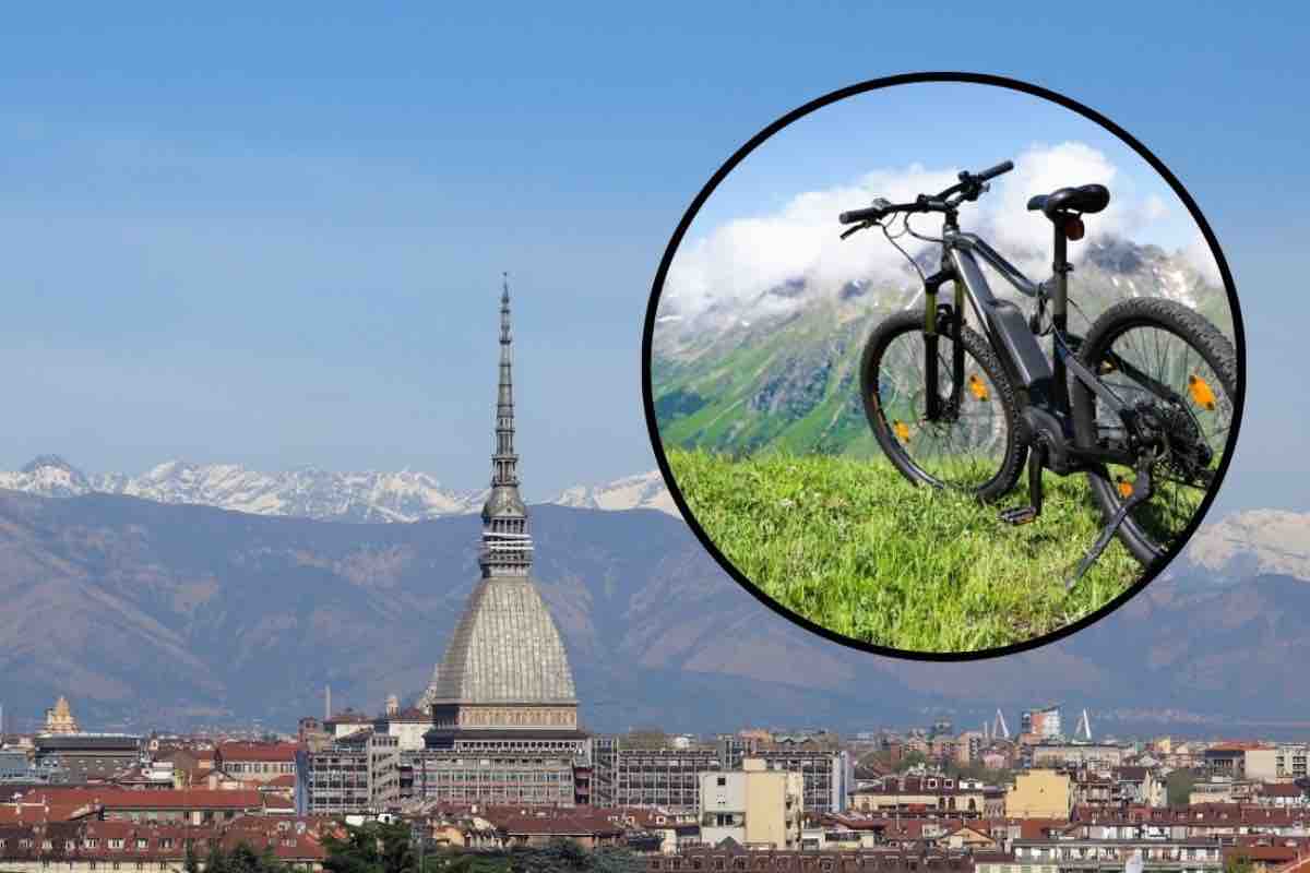 Veduta di Torino e E-bike