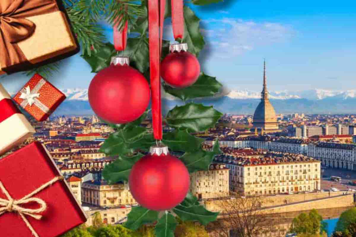 Torino veduta con palle di Natal e